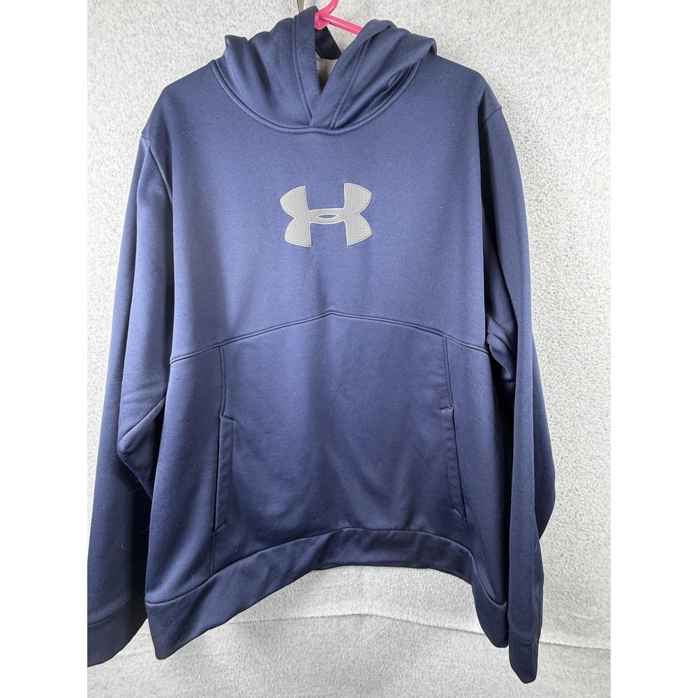 Under Armour Hoodie Mens XL Blue‎ Pullover Fleece Logo Athletic Sweatshirt